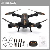 Jetblack Selfie Foldable Drone Quadcopter Helicopter Frame Compact Smart FPV Drones with HD Camera Portable Photography Video