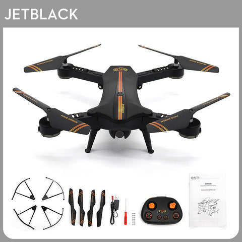 Jetblack Selfie Foldable Drone Quadcopter Helicopter Frame Compact Smart FPV Drones with HD Camera Portable Photography Video