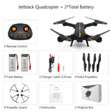 Jetblack Selfie Foldable Drone Quadcopter Helicopter Frame Compact Smart FPV Drones with HD Camera Portable Photography Video