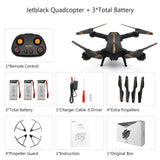 Jetblack Selfie Foldable Drone Quadcopter Helicopter Frame Compact Smart FPV Drones with HD Camera Portable Photography Video
