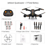 Jetblack Selfie Foldable Drone Quadcopter Helicopter Frame Compact Smart FPV Drones with HD Camera Portable Photography Video
