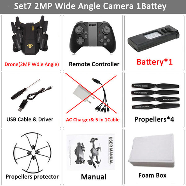 VISUO Xs809HW Xs809W Foldable Drone with Camera HD 2MP Wide Angle WIFI FPV Altitude Hold RC Quadcopter Helicopter VS H47 Dron