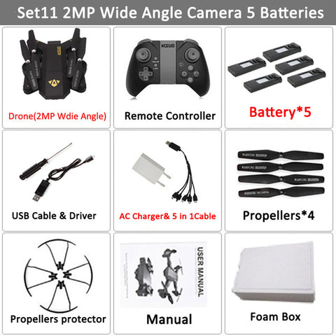 VISUO Xs809HW Xs809W Foldable Drone with Camera HD 2MP Wide Angle WIFI FPV Altitude Hold RC Quadcopter Helicopter VS H47 Dron