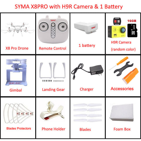 SYMA X8PRO X8 Pro GPS RC Drone with 720P HD Camera or H9R 4K Camera 2.4G Professional FPV Selfie Drones Quadcopter Helicopter